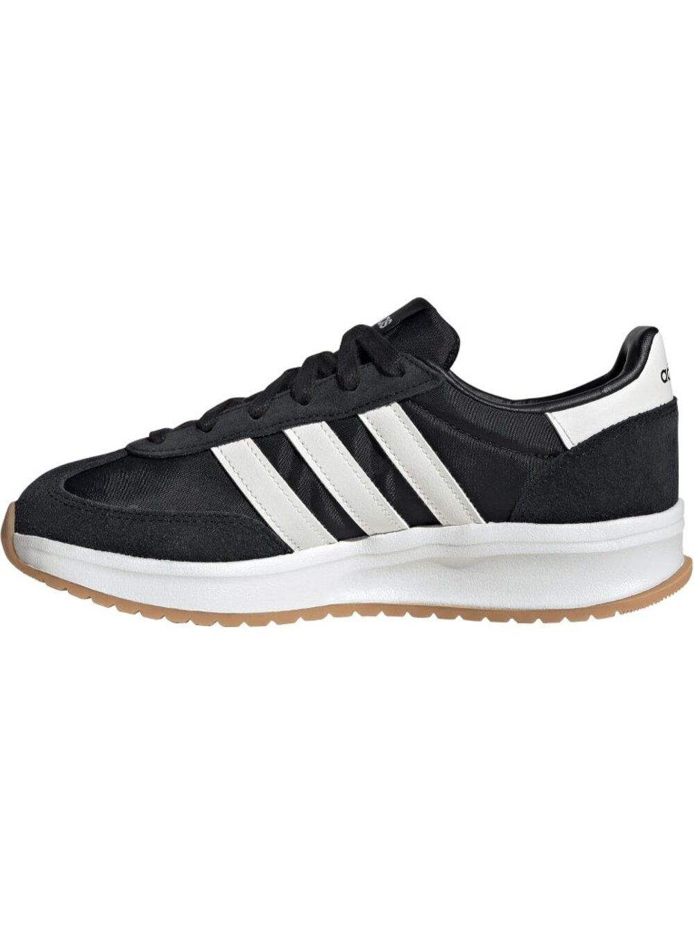 Womens Black White Rubber Run 70s Lace-Up Closure Breathable Athletic Shoes